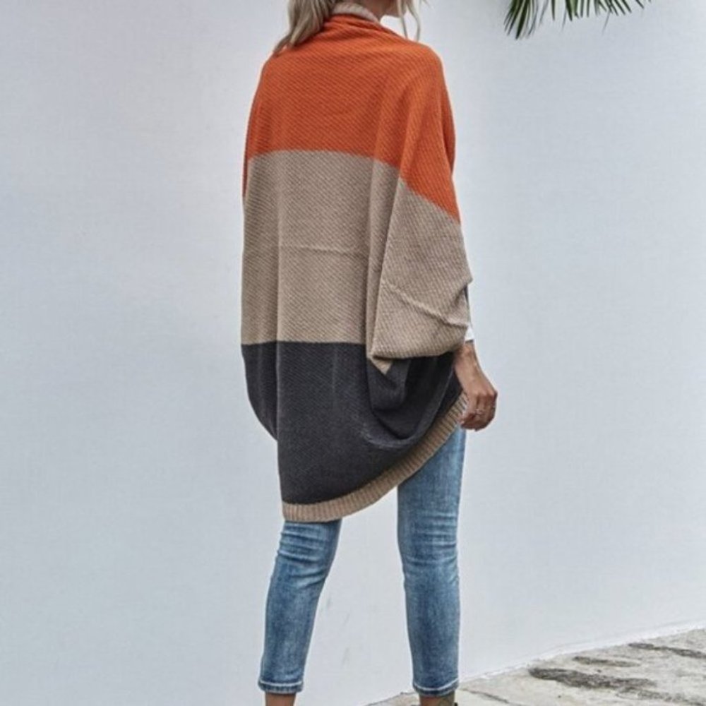 Brown ColorBlock Batwing cardigan - Picture 6 of 8